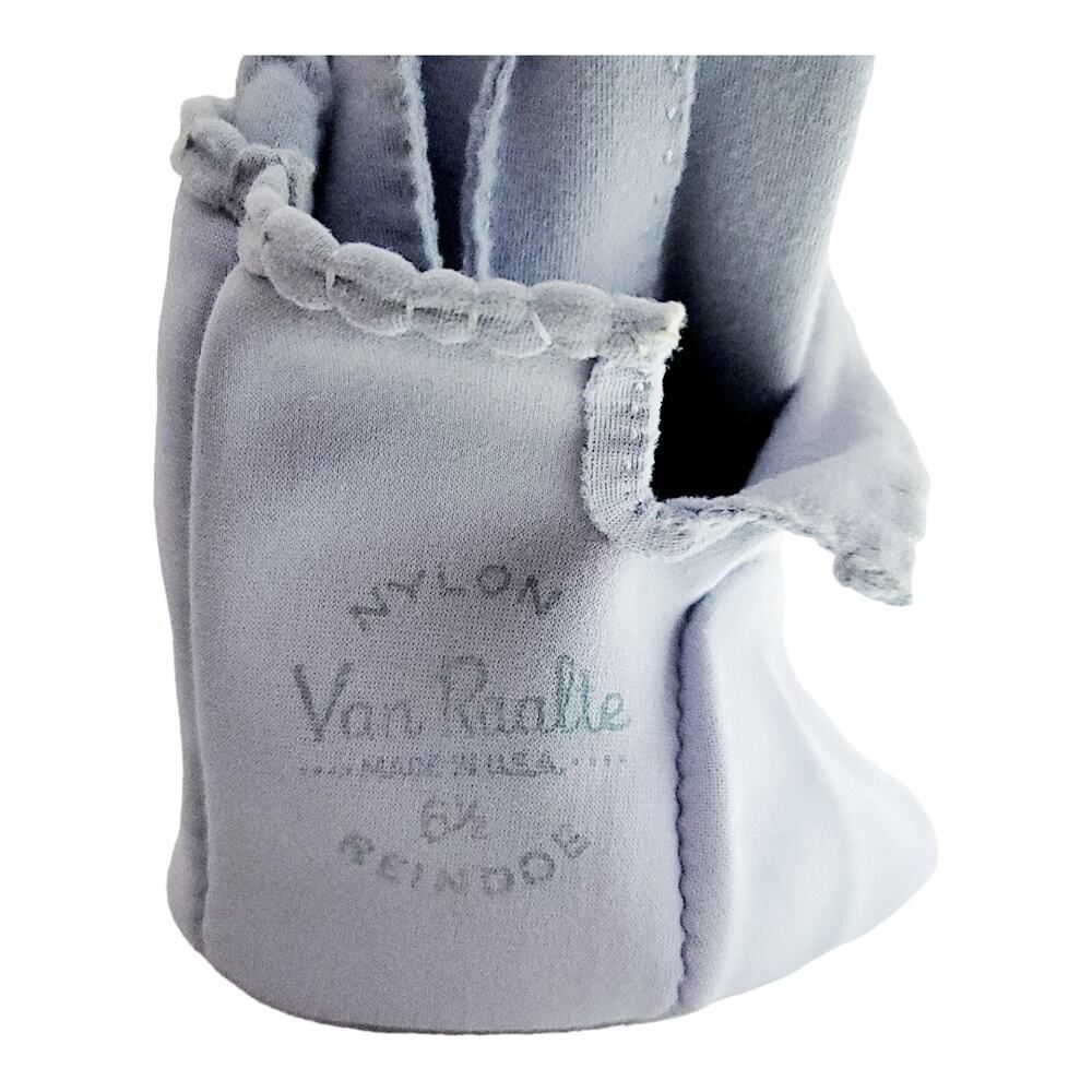 VAN RAALTE Vintage Nylon Size 6.5 Ladies Light Blue Embroidered Women's Glove - Picture 8 of 8